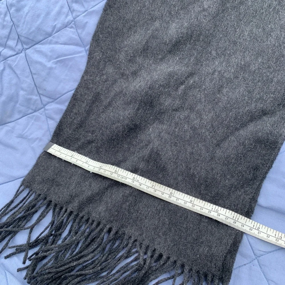Club Room 100% cashmere scarf w/ fringe in dark grey - 66in x 24in